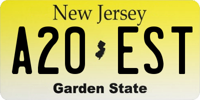NJ license plate A20EST