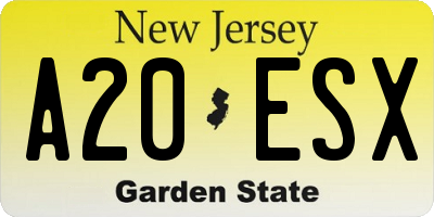 NJ license plate A20ESX