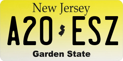 NJ license plate A20ESZ