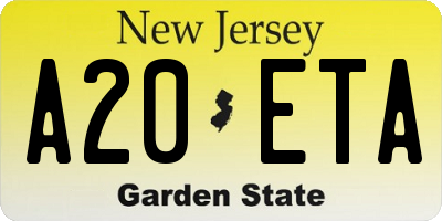 NJ license plate A20ETA
