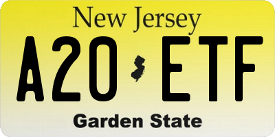 NJ license plate A20ETF