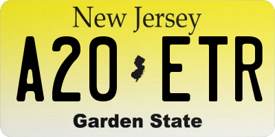 NJ license plate A20ETR