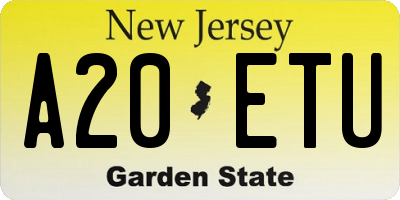 NJ license plate A20ETU