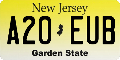 NJ license plate A20EUB