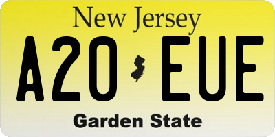 NJ license plate A20EUE