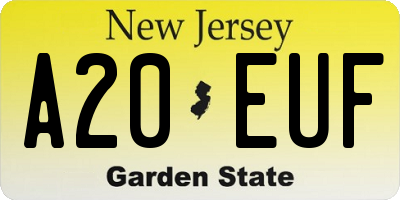 NJ license plate A20EUF