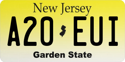 NJ license plate A20EUI