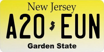 NJ license plate A20EUN