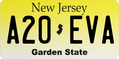 NJ license plate A20EVA