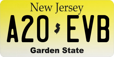 NJ license plate A20EVB