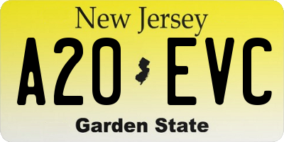 NJ license plate A20EVC