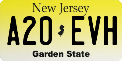 NJ license plate A20EVH