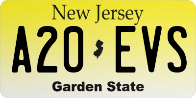NJ license plate A20EVS