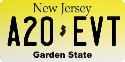 NJ license plate A20EVT