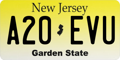 NJ license plate A20EVU