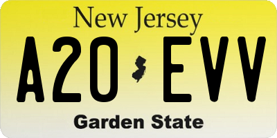 NJ license plate A20EVV