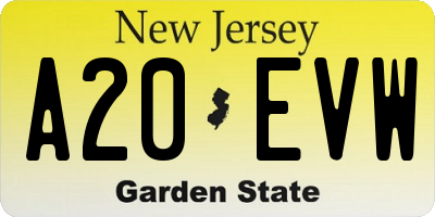 NJ license plate A20EVW