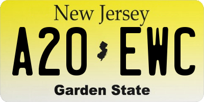 NJ license plate A20EWC