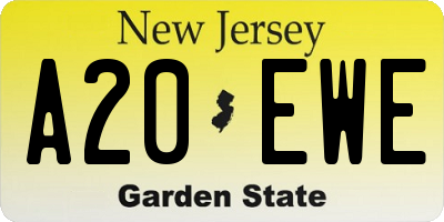 NJ license plate A20EWE