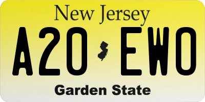 NJ license plate A20EWO