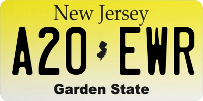 NJ license plate A20EWR