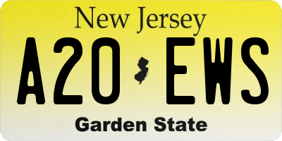 NJ license plate A20EWS