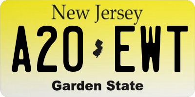 NJ license plate A20EWT