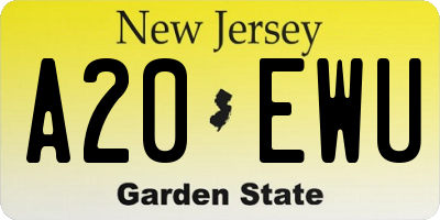 NJ license plate A20EWU
