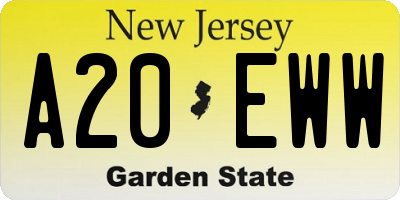 NJ license plate A20EWW