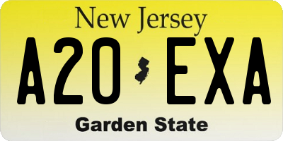 NJ license plate A20EXA
