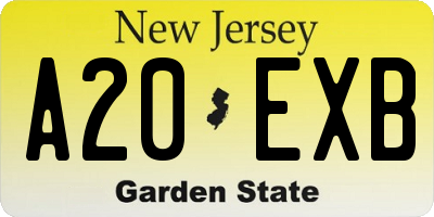 NJ license plate A20EXB