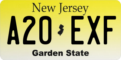 NJ license plate A20EXF