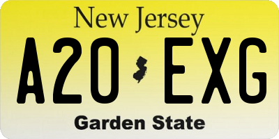 NJ license plate A20EXG