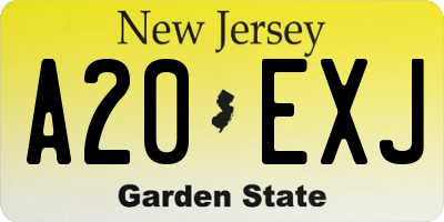 NJ license plate A20EXJ