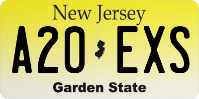 NJ license plate A20EXS