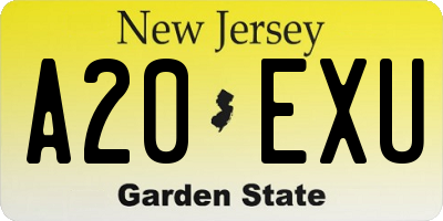 NJ license plate A20EXU