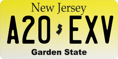 NJ license plate A20EXV