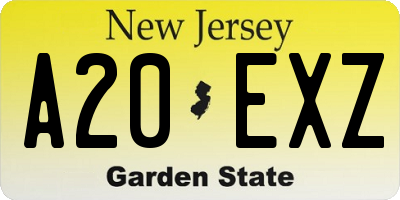 NJ license plate A20EXZ
