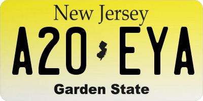 NJ license plate A20EYA