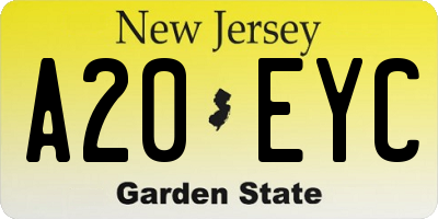 NJ license plate A20EYC