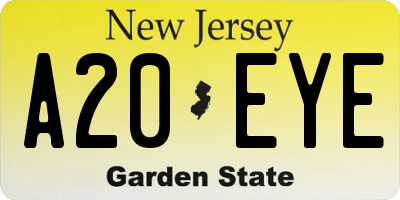 NJ license plate A20EYE