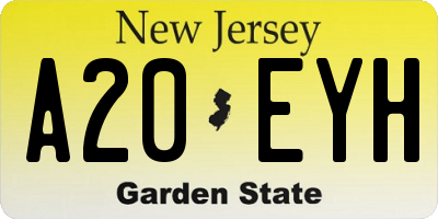 NJ license plate A20EYH