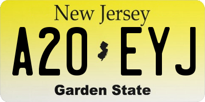 NJ license plate A20EYJ