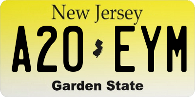 NJ license plate A20EYM