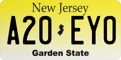 NJ license plate A20EYO