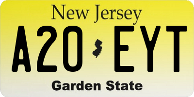 NJ license plate A20EYT