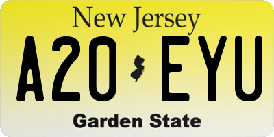 NJ license plate A20EYU