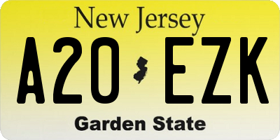 NJ license plate A20EZK