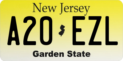NJ license plate A20EZL