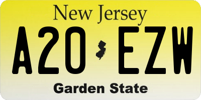 NJ license plate A20EZW